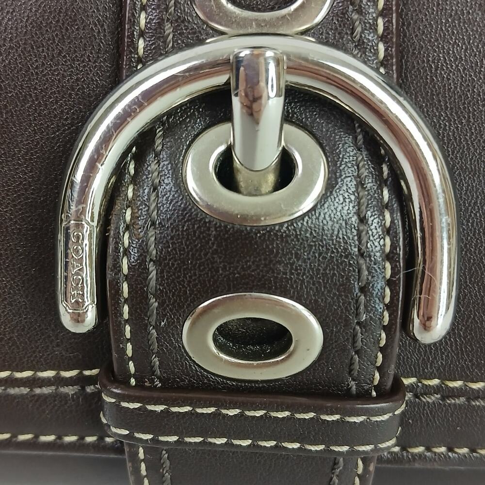 Coach VTG Y2K Soho Dark Brown Leather Buckle Wallet Checkbook Silver Hardware480 - Picture 3 of 8